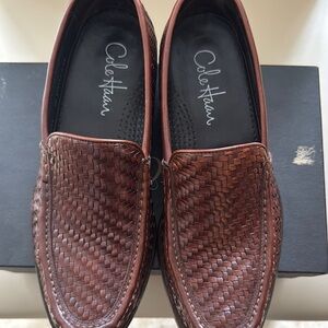 Cole Haan Brown Woven Leather Loafers